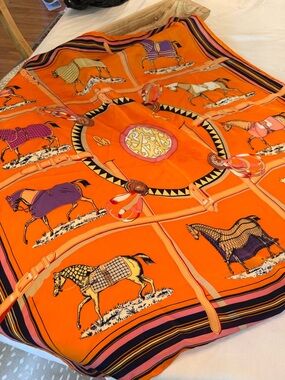 100% Silk Scarf High End Equestrian Motif